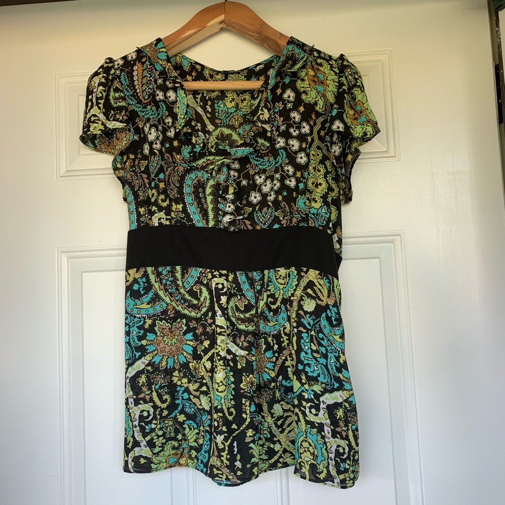 Belissimo New York Paisley Short Sleeve Top-size L